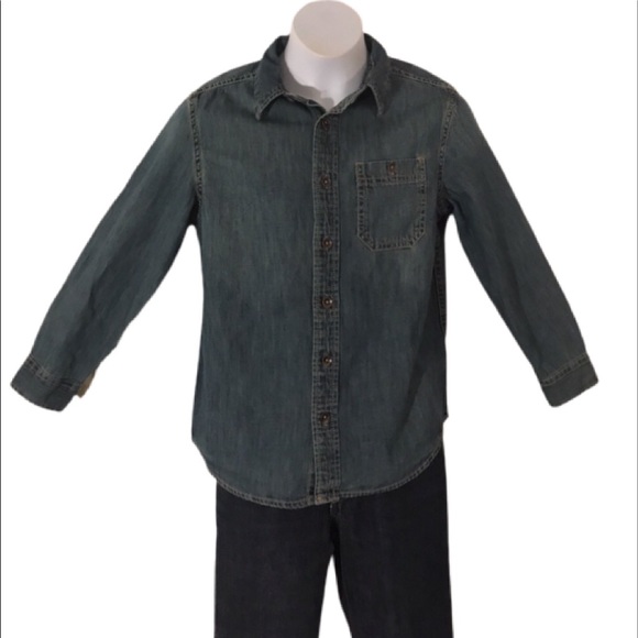 Boys Denim Button Down - Picture 1 of 4